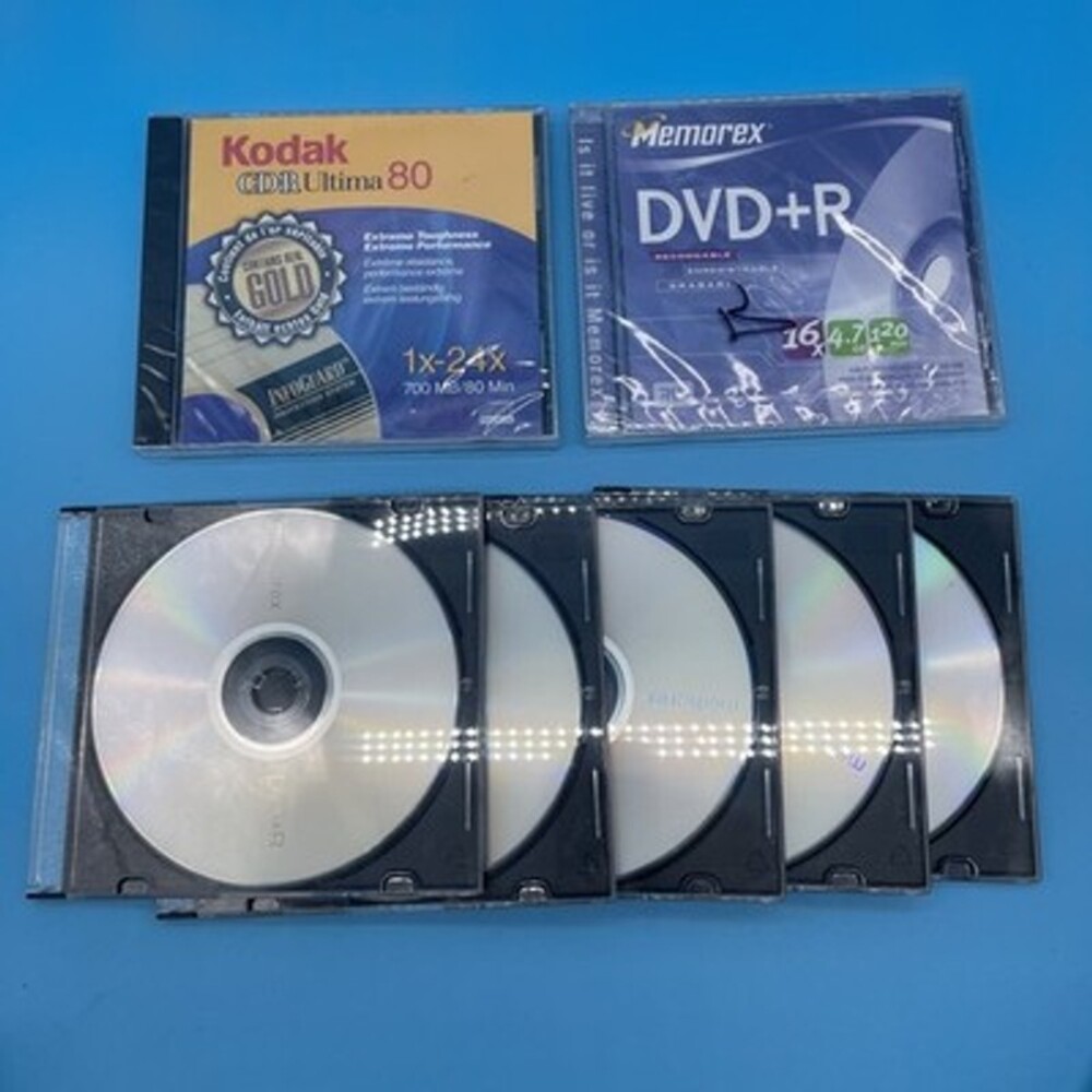 Mixed Lot CD-R: Kodak CD-R Ultima 80, 6 Memorex 4.7GB 120 Min With Cases